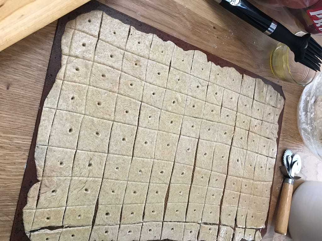 sourdough crackers before baking
