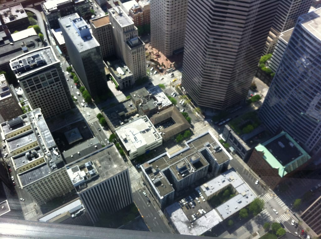 Birds-eye view of downtown Seattle