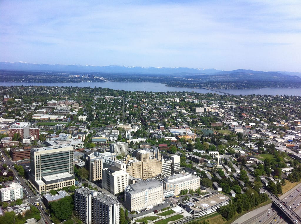 View of Harborview and Lake Washington from on high