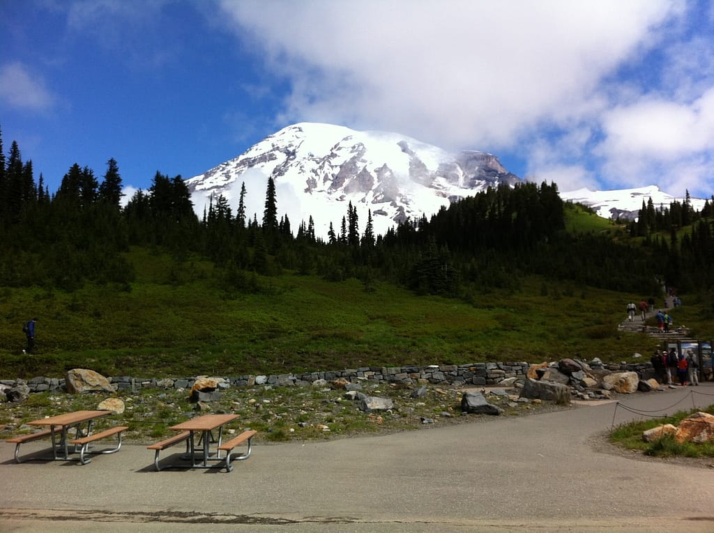 Mount Rainier as viewed from a picnic area