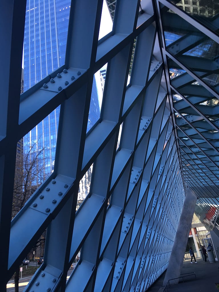 Criscrossing eaves of the Seattle Central Library