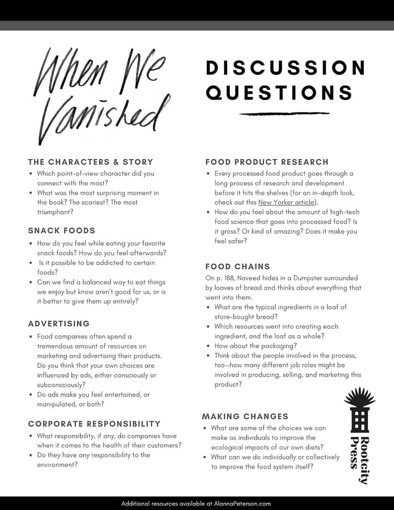 When We Vanished discussion questions